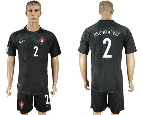 Portugal #2 Bruno Alves Away Soccer Country Jersey